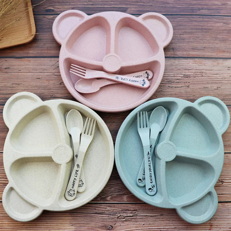 Set Infantil de Comida 3 en 1 Osito – Plato, Cuchara y Tenedor