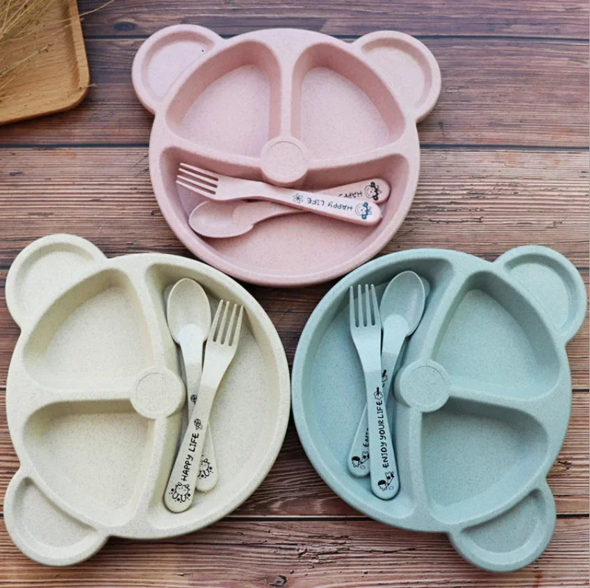 Set Infantil de Comida 3 en 1 Osito – Plato, Cuchara y Tenedor