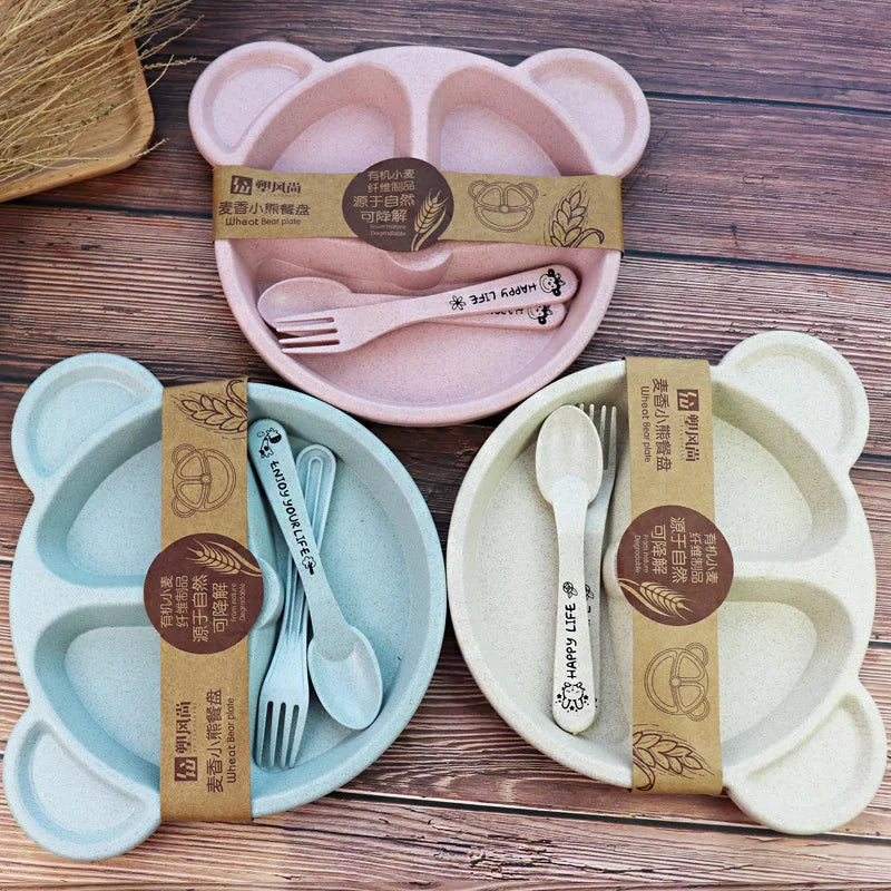 Set Infantil de Comida 3 en 1 Osito – Plato, Cuchara y Tenedor