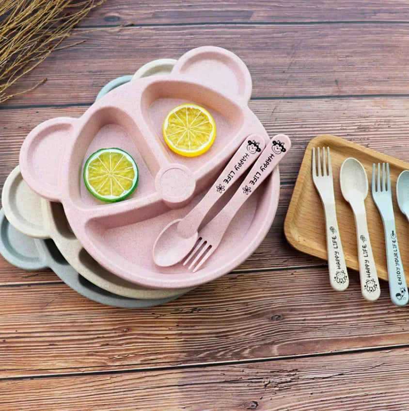 Set Infantil de Comida 3 en 1 Osito – Plato, Cuchara y Tenedor