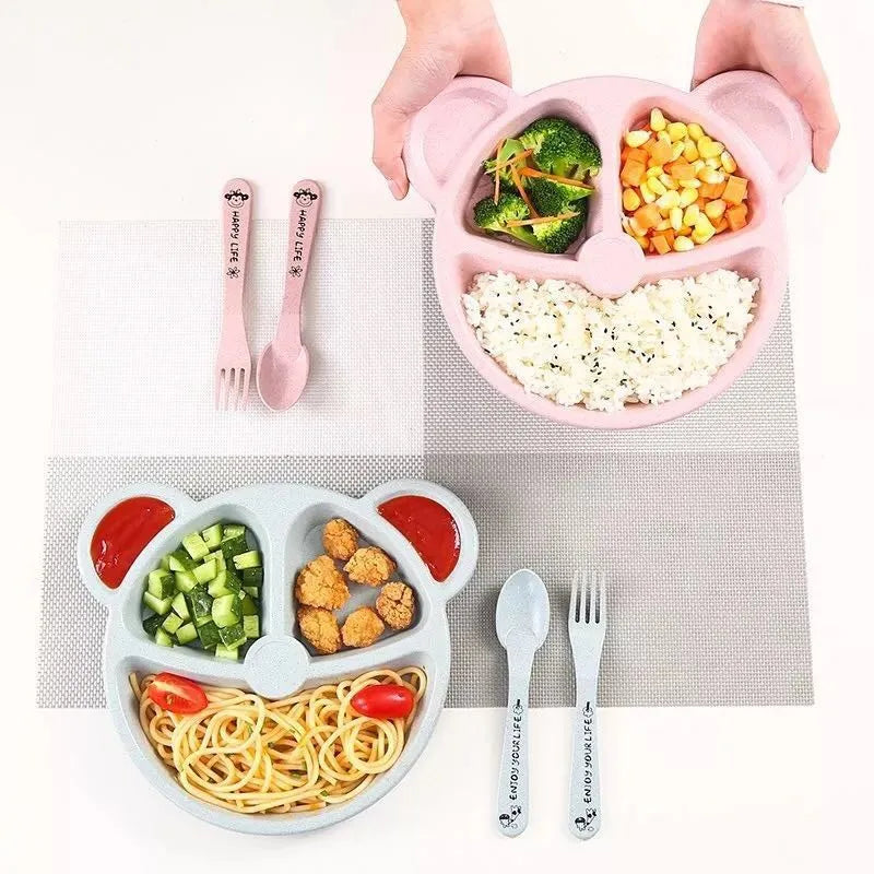 Set Infantil de Comida 3 en 1 Osito – Plato, Cuchara y Tenedor