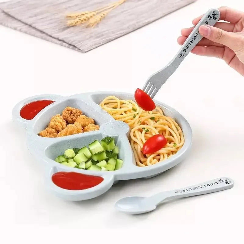 Set Infantil de Comida 3 en 1 Osito – Plato, Cuchara y Tenedor