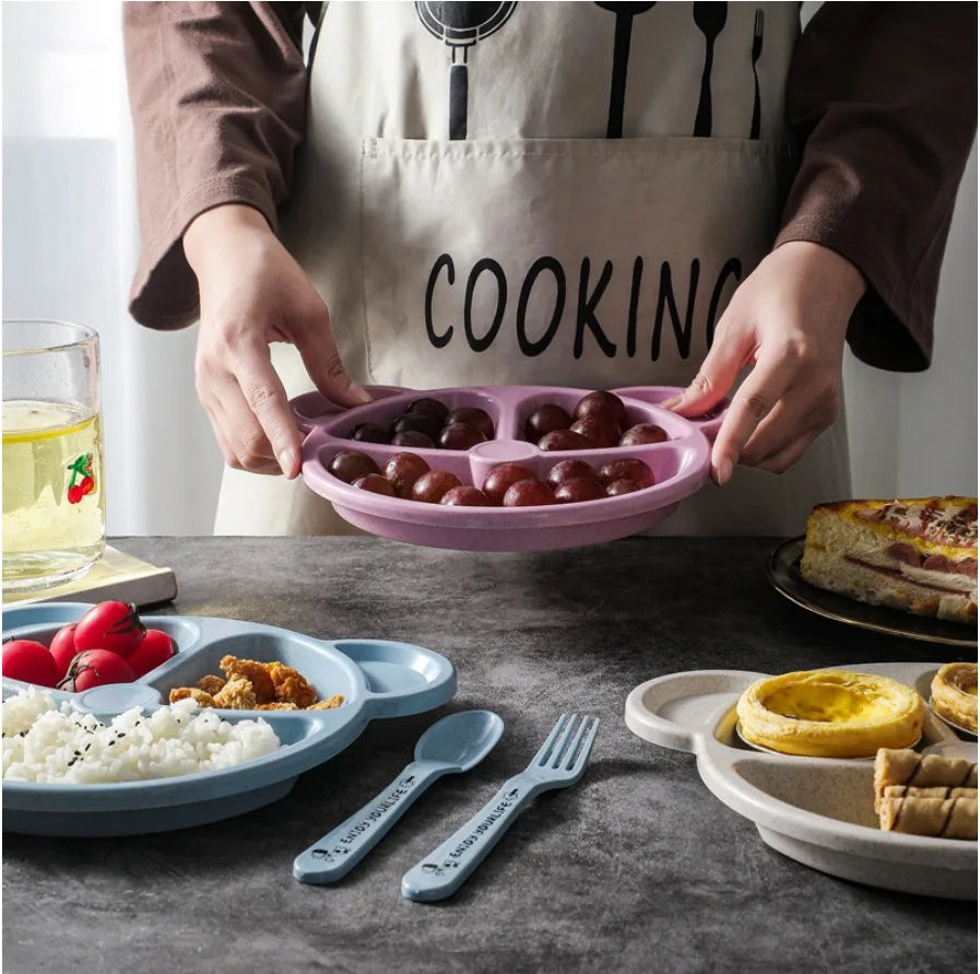 Set Infantil de Comida 3 en 1 Osito – Plato, Cuchara y Tenedor