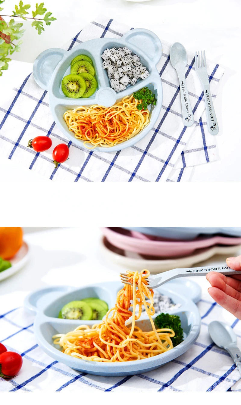 Set Infantil de Comida 3 en 1 Osito – Plato, Cuchara y Tenedor